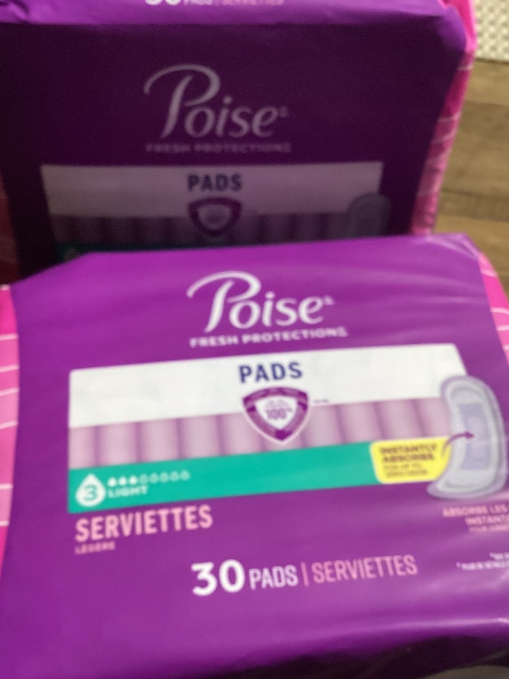 Poise Fresh Protections Light Pads 30 Count Bundle Total 60 pads